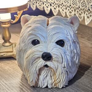 White Terrier Dog Piggy Bank West Highland Realistic Westie Face SWIBCO 2004